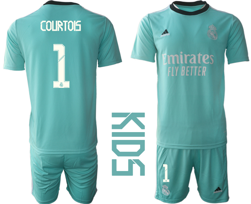Youth 2021-2022 Club Real Madrid Second away blue #1 Soccer Jersey